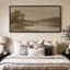 Framed Canvas Wall Art - Tranquil River Landscape with Trees and Rolling Hills in Warm Neutrals - 16"x24", 24"x36"-649574887-649574885