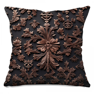 Bronze Ornamental Motifs Double Sided Throw Pillows