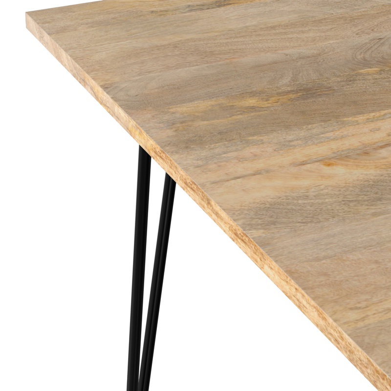 Table de salle à manger en bois de manguier massif Hunter, style industriel, H 29,5 po x L 42 po x l 42 po, Naturel