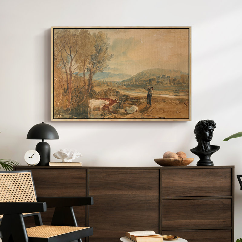 Château de Lulworth, Dorset, v. 1820-J.M.W. Toile tendue avec châssis Turner, 24 po x 36 po, Naturel