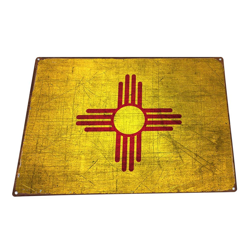 Drapeau du Nouveau-Mexique sur impression métallique, H 8,5 po x l 11,5 po x P 0,04 po