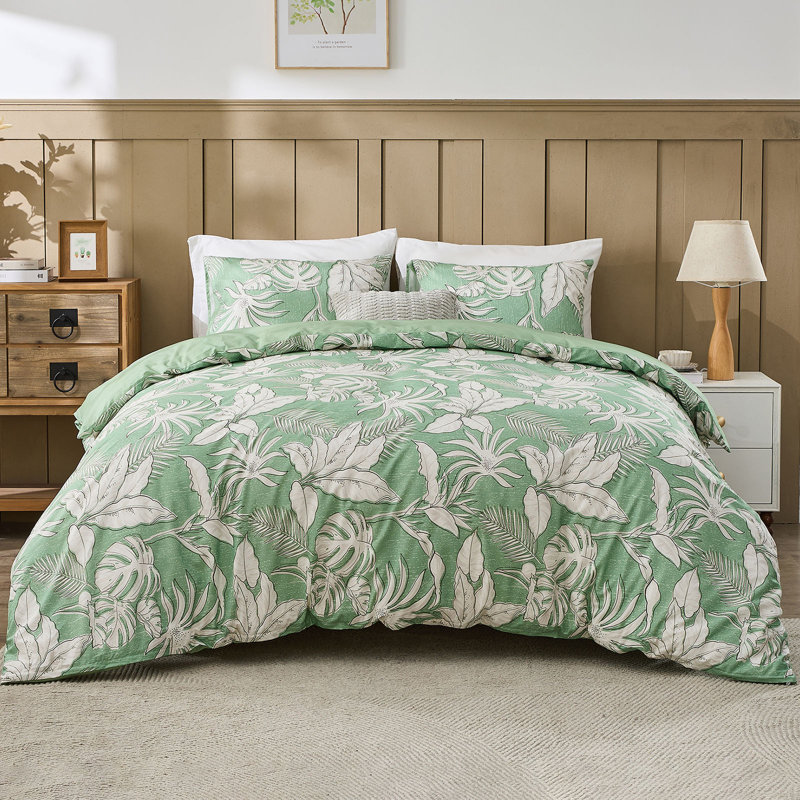 Gogreen 100% Cotton 3 Pieces Luxury Twin Duvet Cover Floral, Soft & Breathable Twin Bedding Sets, Pattern Twin Comfy Duvet Cover, with Zipper Closure