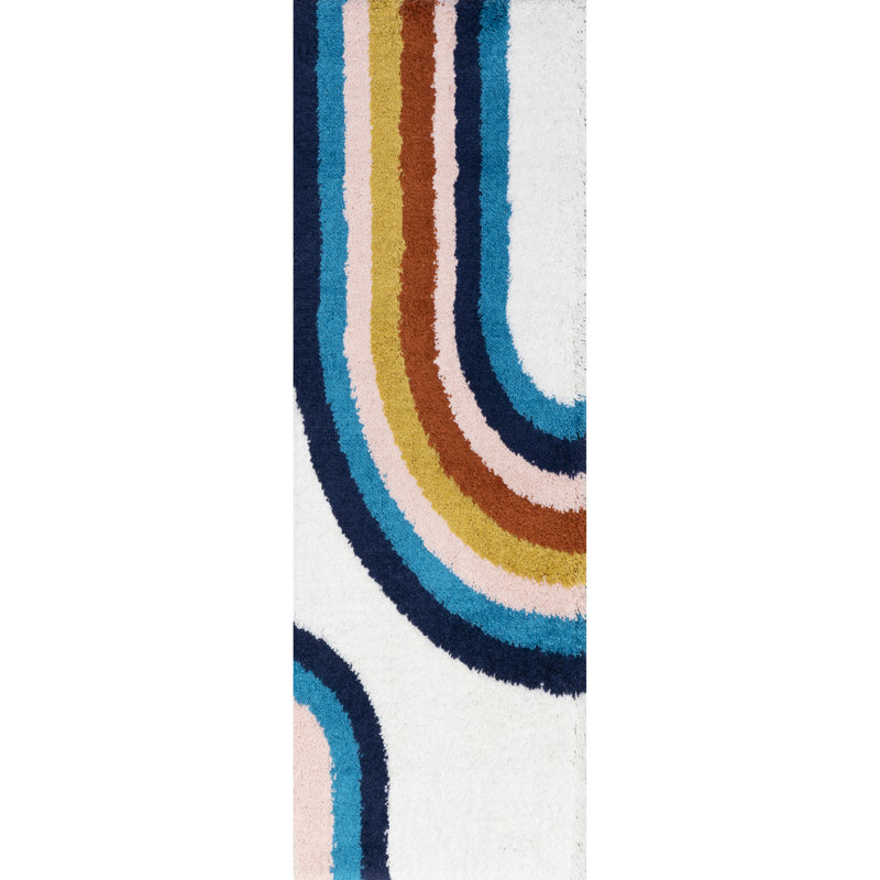 Ela Half Rainbow Shag Area Rug, Runner 2'6" x 6'