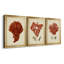 Antique Red Coral I - ensemble de 3 impressions sur toile encadrées-197865920-197865923