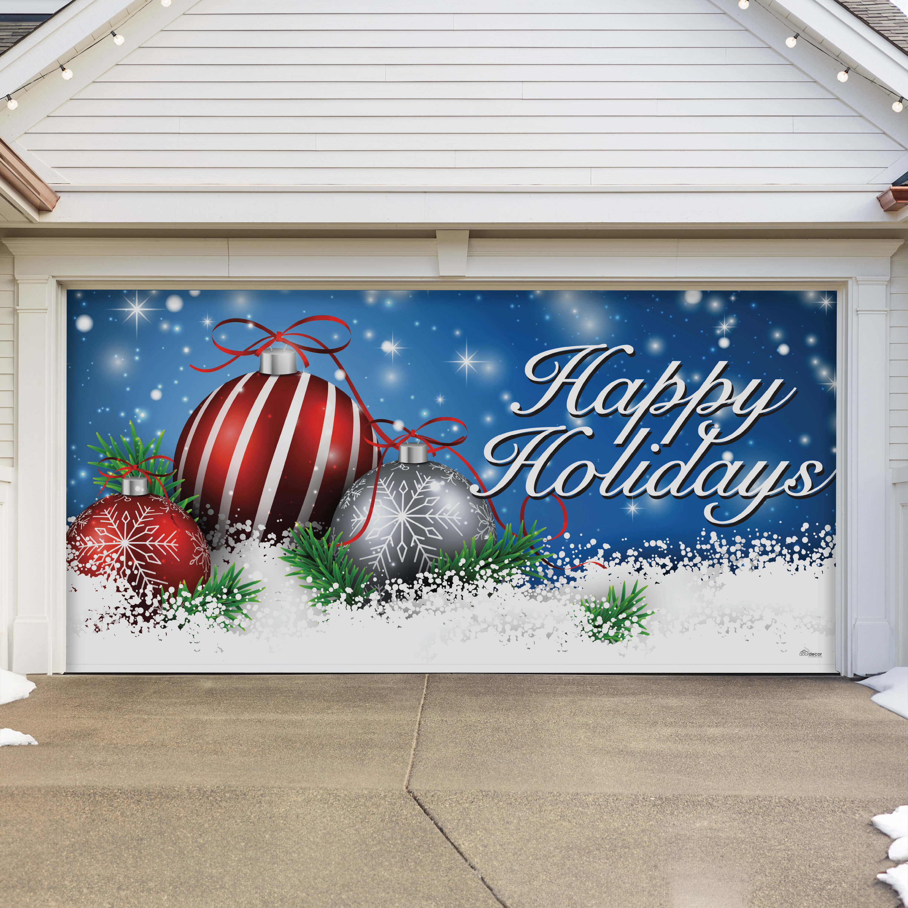 My Door Decor Enchanting Ornaments in the Snow 7' x 16' Christmas