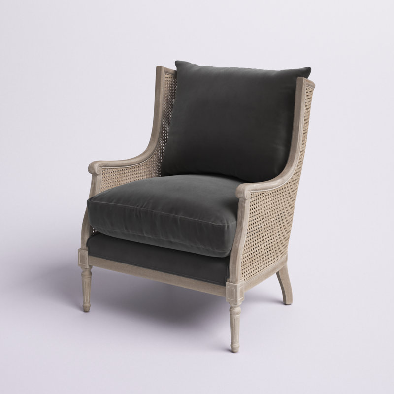 Fauteuil Domenic, Velours colombe foncé
