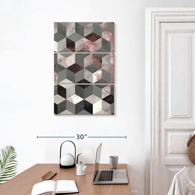 Avery Cubes Rose, 32" H x 20" W