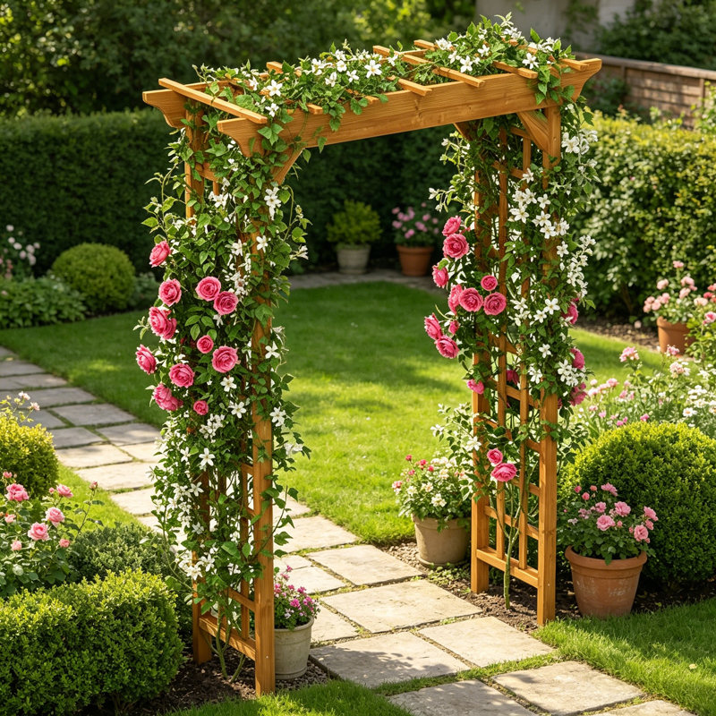 Tonnelle de jardin en bois, treillis en bois multi-usage pour plantes grimpantes, décoration de mariage et de fête
