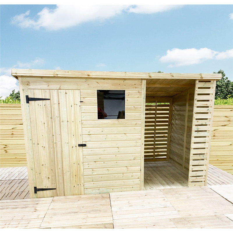 Califano 12 x 5 Pressure Treated Pent Shed With Storage Area