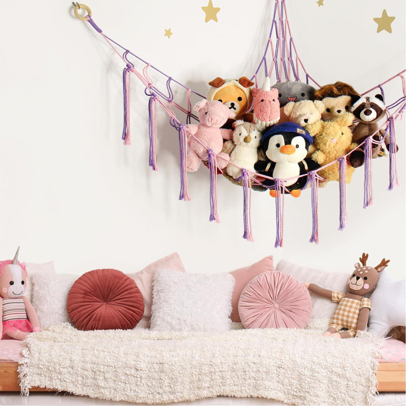 Grand filet d'angle pour hamac en peluche pour rangement de jouets
