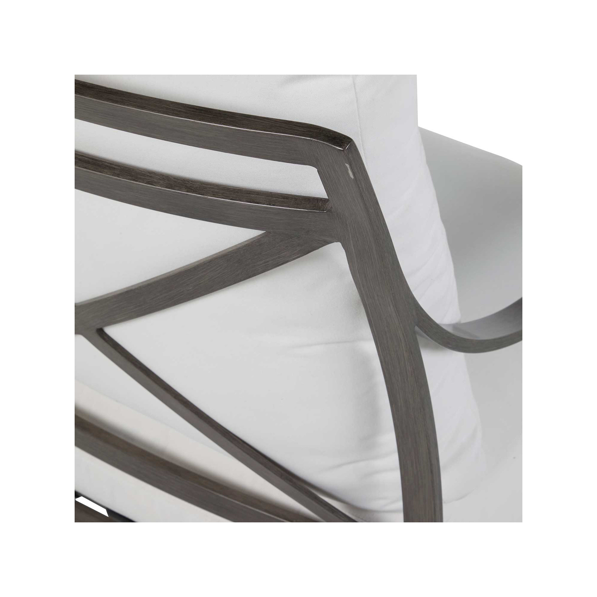 Monaco Wrought Aluminum Outdoor Lounge Chair, Natural White, No Welt, Slate Gray