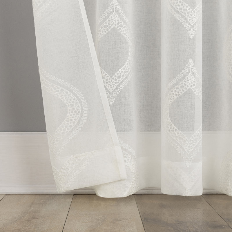 Panneau de rideau transparent avec passe-tringle Ravenna, Blanc, L 50 po x L 84 po