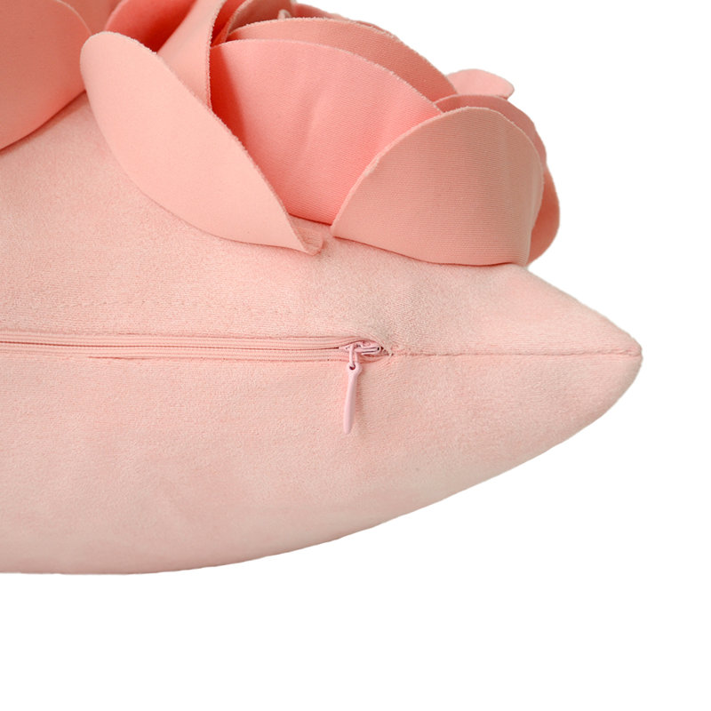 Housse de coussin en suède appliquée, Rose pêche