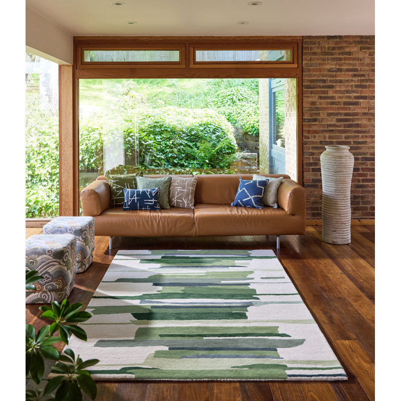 Zeal Handmade Wool Abstract Area Rug, Forest, Rectangle 6'7 x 9'2