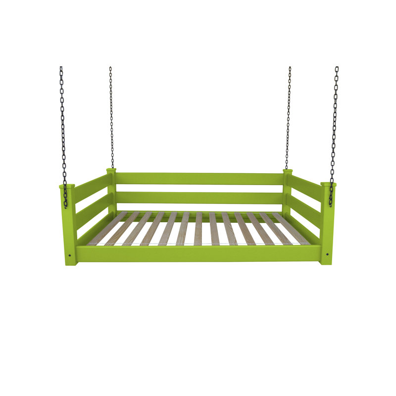 Adrow Solid Wood Hanging Daybed, Lime Green, Full/Double