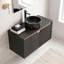 Meuble-lavabo mural 30 po en contreplaqué avec lavabo en céramique, portes doubles en sergé et armoire de rangement noir-136269273