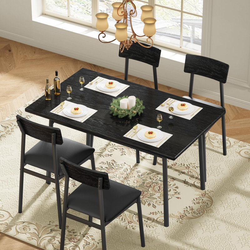 Ensemble de table de salle à manger pour 4 personnes avec chaises rembourrées en polyuréthane pour salle à manger et appartement
