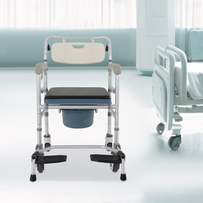 Foldable Height Adjustable Toilet Chair(Flat Seat)