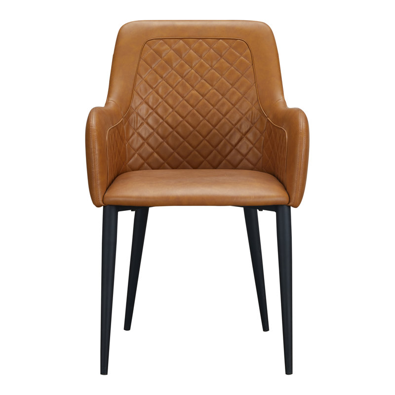 Enderlin Tufted Faux Leather Upholstered Metal Armchair, Tawny