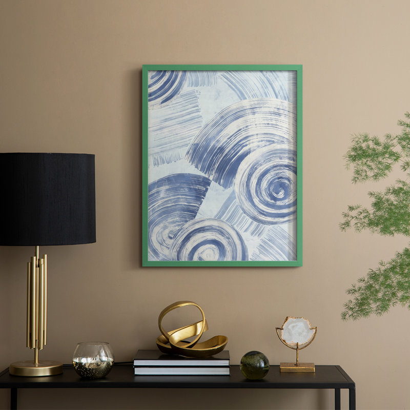 «Blue Nautilus Patterns II», reproduction encadrée - bois massif, H 11 po x l 9 po, Vert