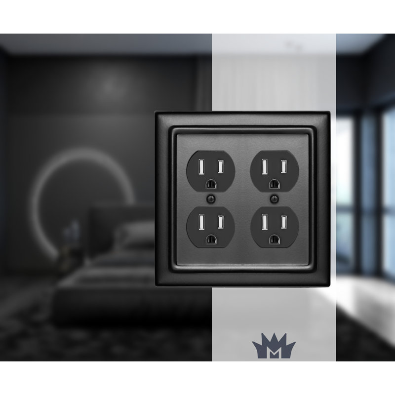 Architectural 2 - Gang Duplex Outlet Wall Plate (Set of 2), Black