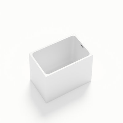 47" Freestanding Acrylic Soaking Bathtub, Gloss White Rectangle Tub With Chrome Overflow And Pop-Up Drain