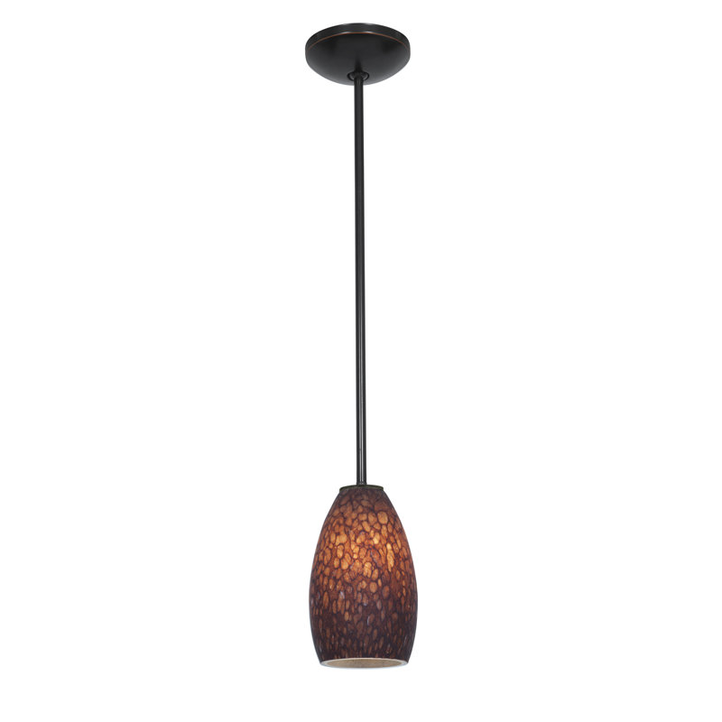 Luminaire suspendu à 1 lumière Carballo, Bronze huilé, Brun pierre