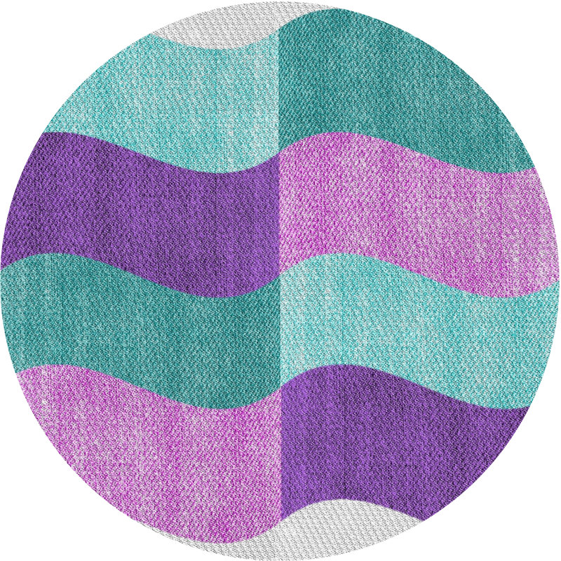 Tapis géométrique gris / rouge / bleu, Rond 8 pi