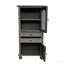 Armoire à linge haute et étroite, 2 tiroirs / 2 portes, ferme pour salle de bain - noir / gris