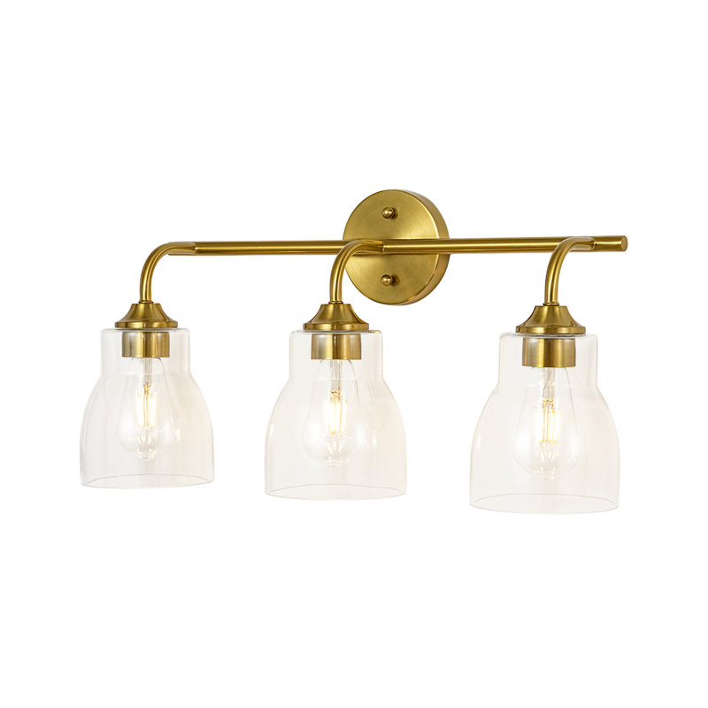 3 - Light Modern Bathroom Vanity Light With Bell Glass Shade