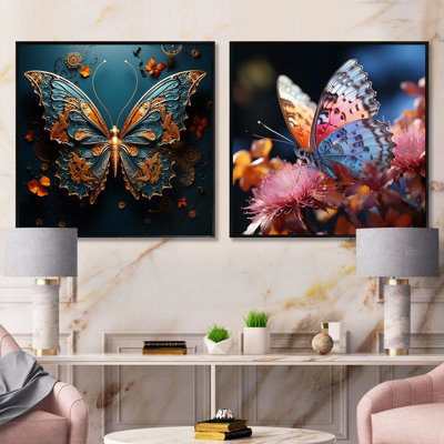Enchanted Hues Transport Butterflies - insectes et insectes, ensemble de 2 carrés