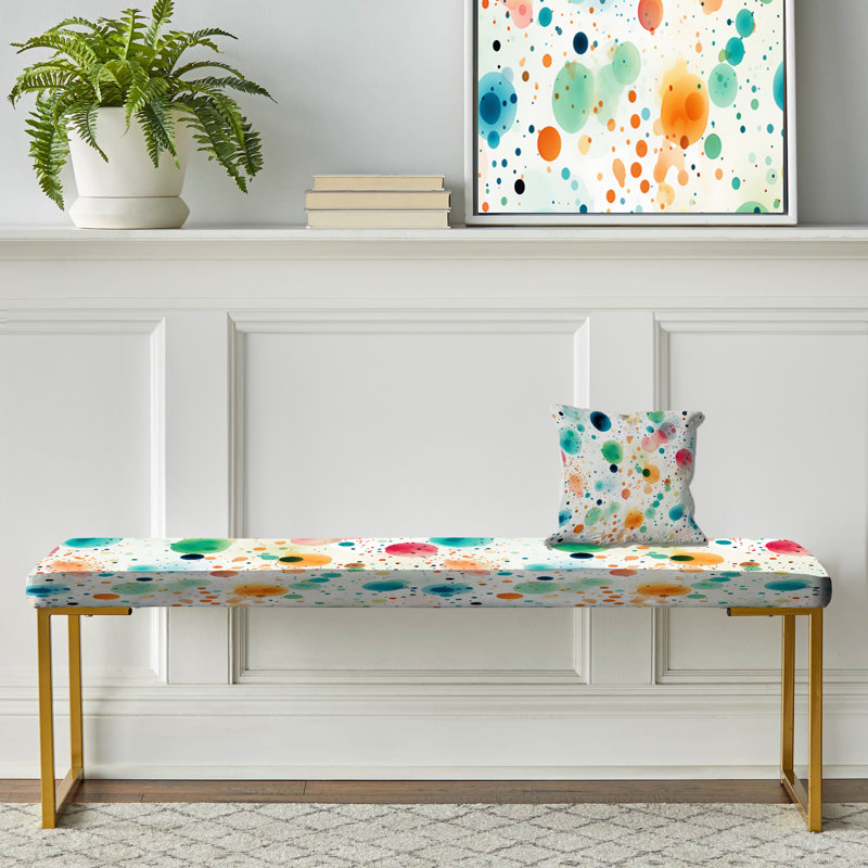 Banc rembourré or, Tourbillon à pois aquarelle