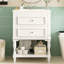 Meuble-lavabo de 24 po avec lavabo en céramique, solution de rangement moderne, tablette ouverte et 2 tiroirs, armoire au design rétro élégant