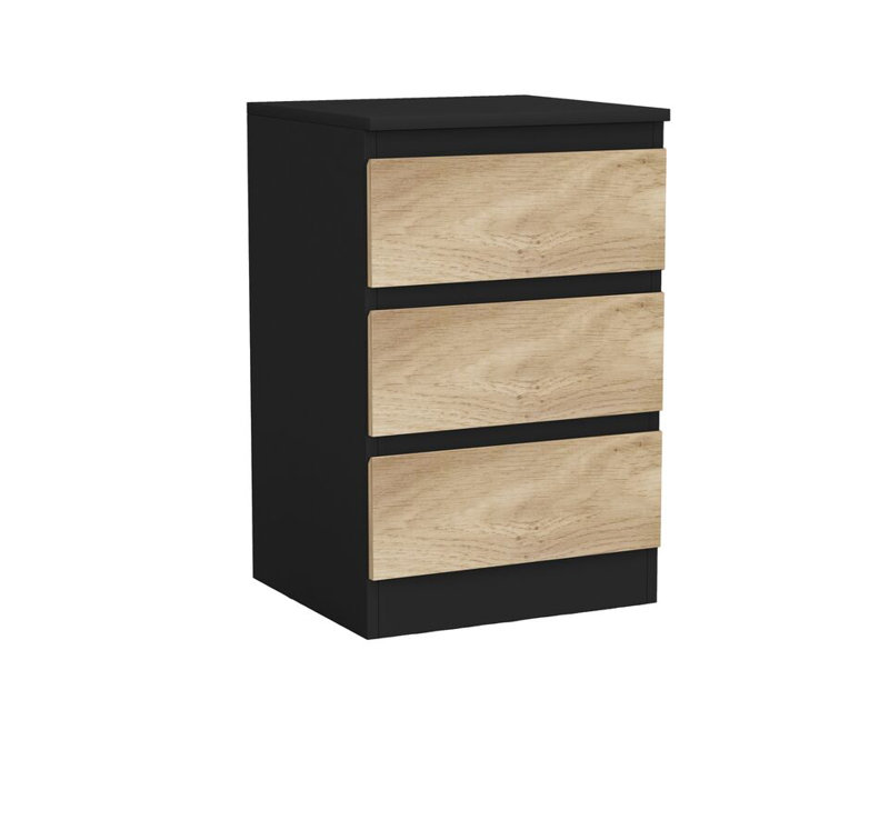 Prakrit 40cm W 3 - Drawer Chest of Drawers, Black/Oak