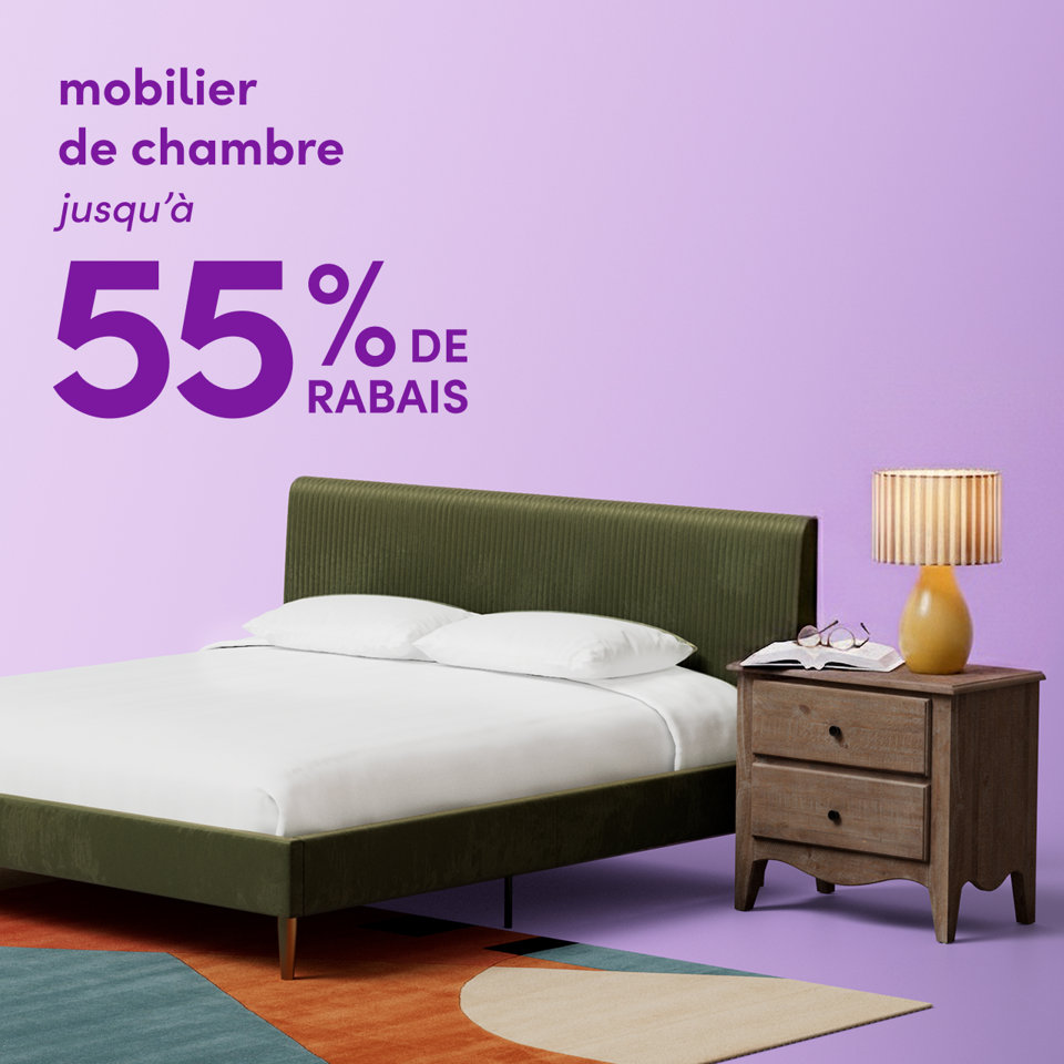 Mobilier de chambre, jusqu'à 55 % de rabais.