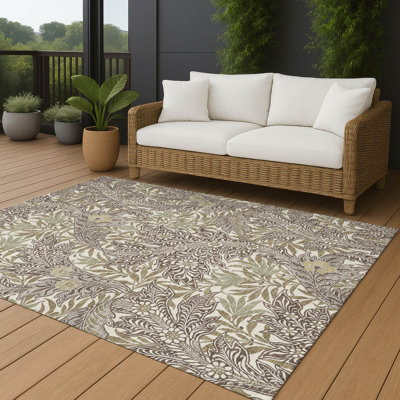 Machine Washable Indoor/Outdoor Chantille ACN2753 Botanical Rug