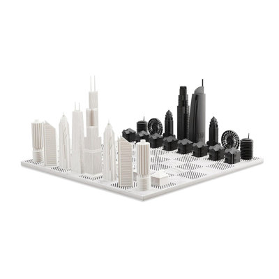 Chess Set Acrylic Chicago Vs Los Angeles With Marble Hatch Board