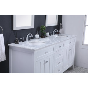 Lark Manor Acia 72'' Free Standing Double Bathroom Vanity with Marble ...
