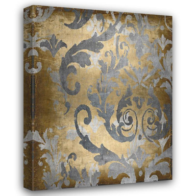 Alcott Hill® Roberts, Ellie Gallery Wrapped Canvas Art Titled: Damask in Gold II
