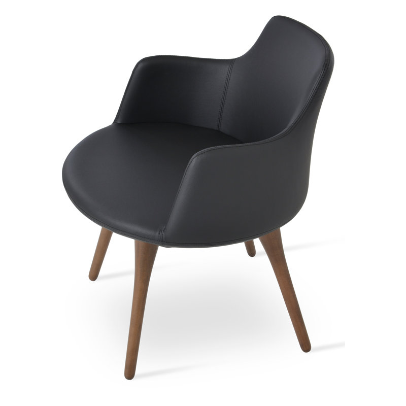Dervish Wood Solid Back Arm Chair, Black
