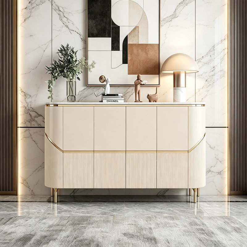 Buffet moderne moderne de style italien, H 35,43 po x l 59,06 po x P 15,75 po, Light Khaki
