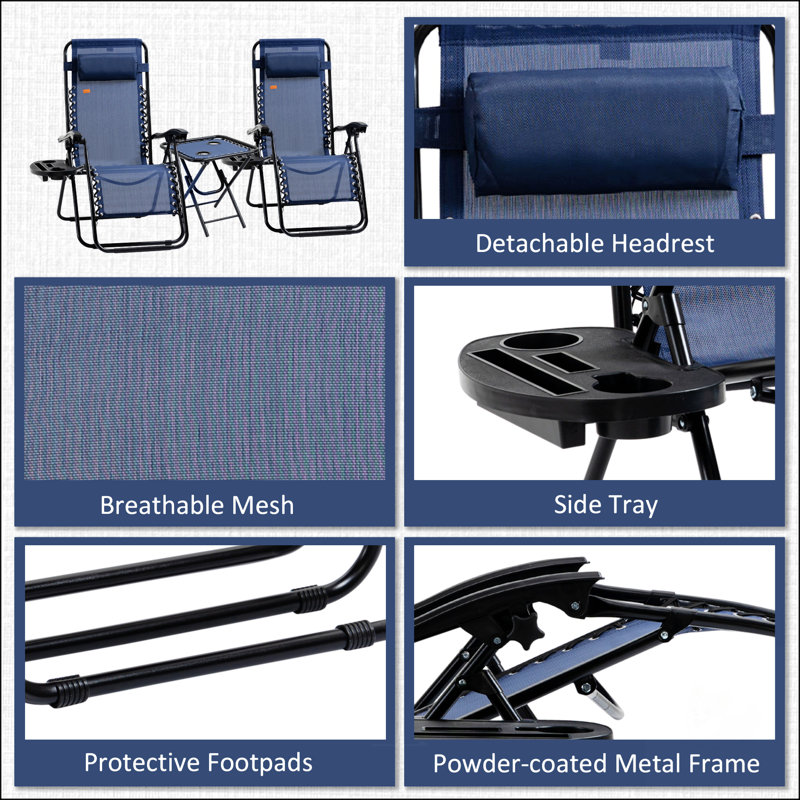 Zero Gravity Chair Set With Side Table