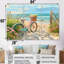 Vélo bleu sur le sentier côtier floral II - ensemble de décoration murale bord de mer-1981687689-1981687691