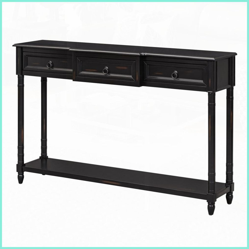 Table basse rustique chic à 3 tiroirs Tablette pour salon - peu encombrante Facile à assembler, Bois espresso