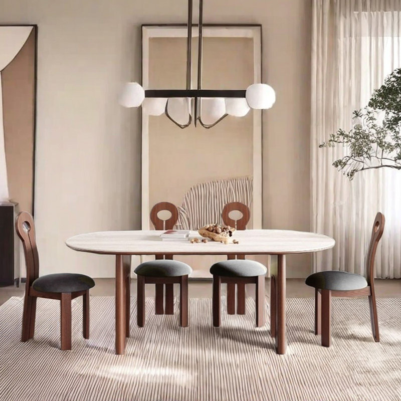 Table et chaises de salle à manger, H 29,5 po x L 55,1 po x l 31,4 po, Gris