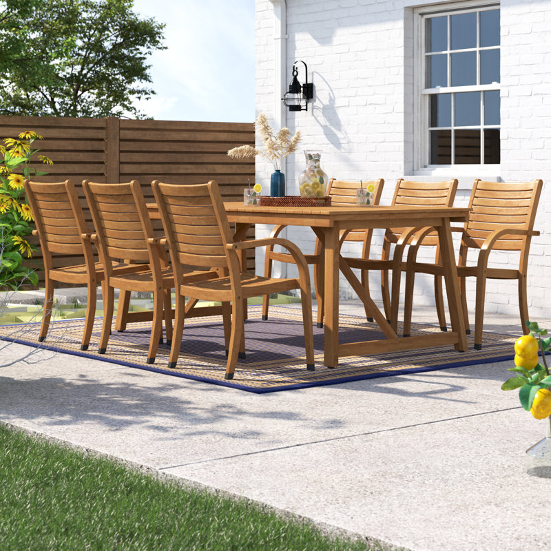 Anautica 6 - Person Wood Patio Dining Set with Rectangular Table