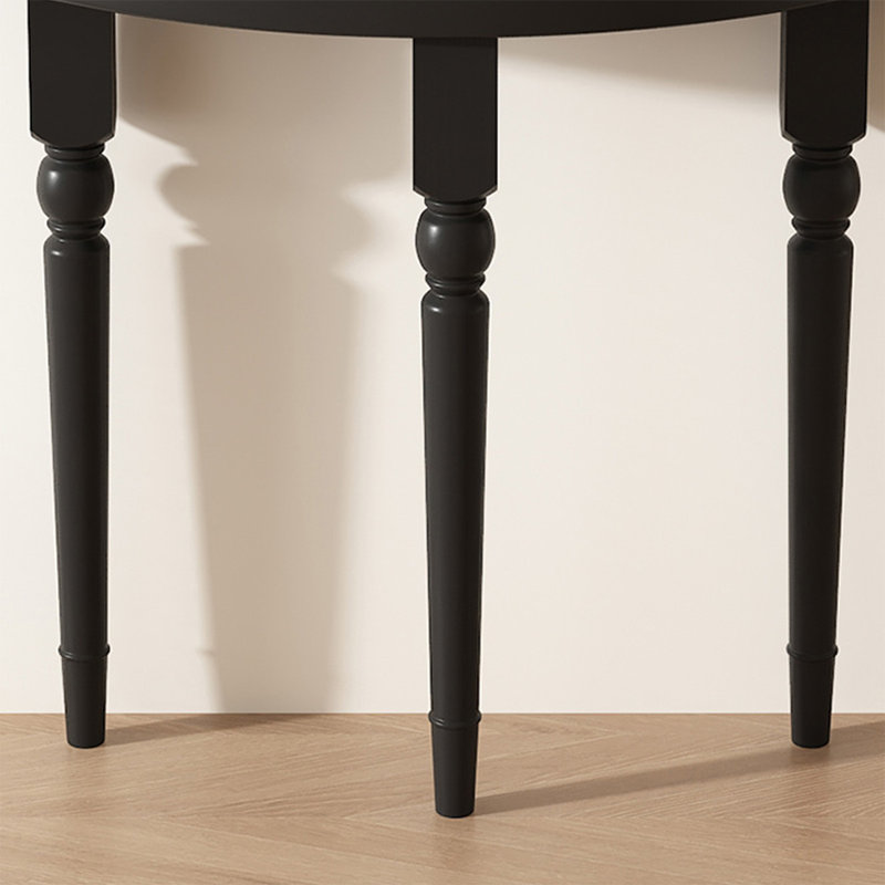 Console demi-cercle en bois massif noir, H 31,5 po x l 31,5 po x P 9,84 po