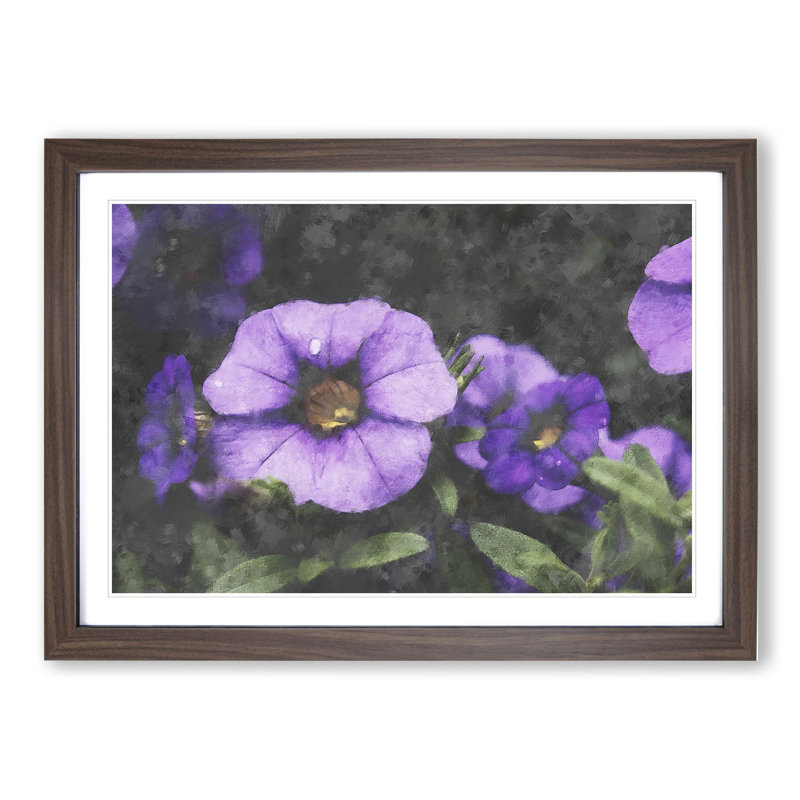 Purple Flowers - Picture Frame Painting, 27cm H x 36cm W x 2cm D, Walnut Framed