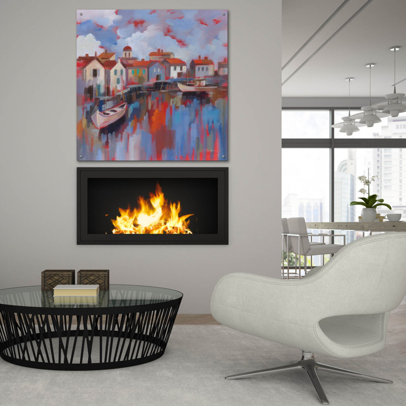  «Seaport Village» par Silvia Vassileva, art mural en verre acrylique, H 36 po x l 36 po x P 0,2 po