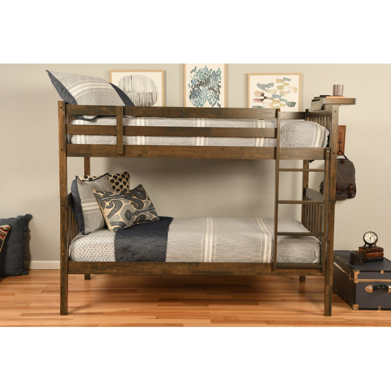Aldwin Bunk Bed, Mattresses Not Included, Rustic Brown, Twin Over Twin